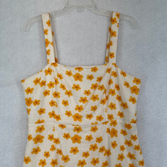 Forever 21 Sleeveless Summer Mini Dress Linen Blend Floral Lined Size L - Picture 2 of 10